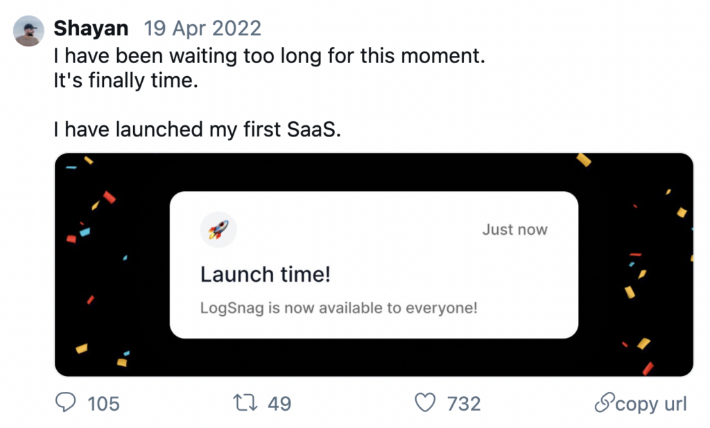 His launch tweet
